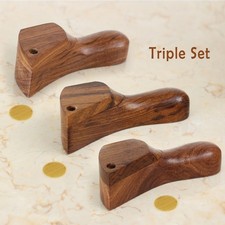 (lot of 3) Curved & Matching Lid Premium Wood Hand Crafted Smoking Pipe picture