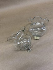 Set 2 Vtg Ruffled Edge Clear Glass Peg Votive Cups w/Grommets Candle Holders picture
