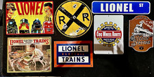 Lionel Tin Train Signs/Plaques Lot - Railroad Crossing, Cog Wheel Route, Station picture