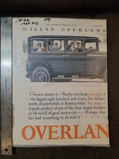 VTG 2-Pg Color Illustr Print Ad - Sat Eve Post - 1925 Willys Overland Six Sedan picture
