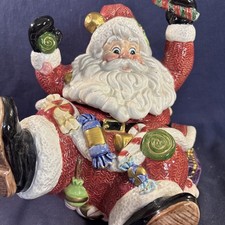 Fitz and Floyd 1996 Whimsical Merry & Bright Santa Cookie Jar W/Lid Vintage picture