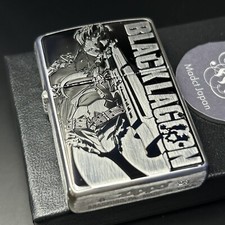 Zippo Black Lagoon Revy Bullet Marks Lighter Etching Silver Brass Japan Anime picture
