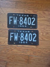 Lot Of 2 1964 Vintage Texas License Plates  picture