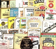 Vintage Liquor Label Lot 30 Burbon Gin Vodka Ephemera Craft 1930s 1960s picture