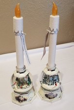 NEW Thomas Kinkade Season of Light Snow Globe Candleholders  Bradford Exchange picture