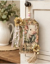 FARMHOUSE Pig Wall or Door  Hanger Lg 10