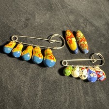 Vintage Russian Matryoshka Nesting Dolls Pin Brooch Hand Painted Lot picture