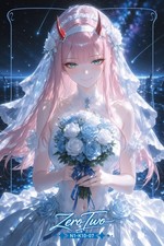 Zero Two Waifu Card Anime Fanart Trading  Collectible Card A5 With NFC VIDEO picture