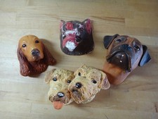 Vintage 1960's Bossons and Others Chalkware Dog Heads- Free S&H USA picture