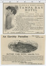 (5) Vintage 1900 ADVERTISEMENT lot / HOTELS - Battery Park TAMPA BAY Long Beach picture
