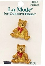 2 Teddy Bear Buttons 7/8