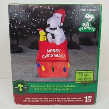 2014 GEMMY PEANUTS 42 In. Inflatable Christmas Snoopy Woodstock House picture
