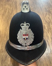 Vintage West Mercia British Bobby Police Helmet Hat Comb Top Cromwell picture