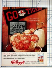 1961 Kellogg's Frosted Flakes Cereal Ad Vintage Print Go Tigers Football Team picture