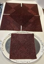 Pottery Barn Christmas Placemats Chargers Ruby Red Beaded  Glass 15”  Set Of 6 picture