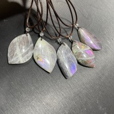 5pcs Raw NATURAL Rainbow Purple Labradorite Pendant stone Quartz Crystal picture