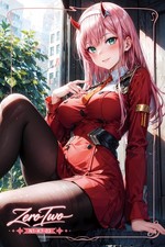 Zero Two Waifu Card Anime Fanart Trading Collectible Card A5 With NFC VIDEO picture