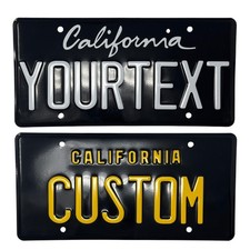 EMBOSSED California Style US License Plate USA Black and White Custom Reflective picture