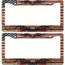 Vintage American Eagle License Plate Frames, US Flag Patriotic Car Decor SA36TP picture