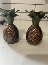 Vtg 1980s Tommy Bahama Brass Pineapple Candlestick Holders picture