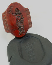 Ancient Greek Ring Seal Gemstone Hololith Intaglio God Zeus with COA Certified picture