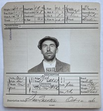 Antique 1916 San Francisco Man Larceny Mug Shot Photo SF Criminal Arrest ID Card picture