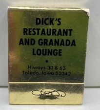 DICKS & GRANDMAS LOUNGE TOLEDO IOWA Full Matchbook Advertising Z picture