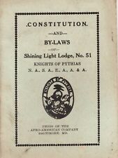 Shining Light Lodge No. 51 Constitution & By-Laws Knights of Pythias African Am picture
