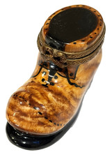 LIMOGESPEINT MAIN Trinket Box Old Antique/Vintage LEATHER BOOT-PV Marque Deposee picture