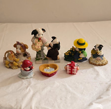 Vintage Enesco Mary’s Moos Lot of 7 Cow Figurines - Resin Collectibles picture