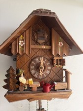 Vintage Schneider Black Forest Cuckoo Clock Germany Hand Carved Chalet 2 Weight picture