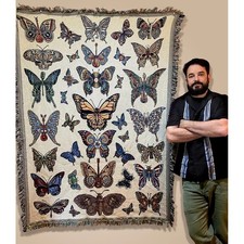 Emek Dead & Company Woven Throw Blanket Cotton Butterfly Skull Guitar 3/200 New picture