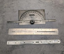 Lot 3 Vintage General Tools No 19 Protractor No 310 Wire Gauge No 300 6 In Rules picture