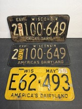 Lot Of 3 Vintage Wisconsin Dairyland License Plates - Matching 51’&52’ + 58’ picture
