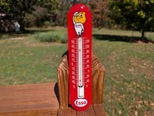 THICK PORCELAIN ESSO OIL DROP BOY GAS OIL STATION THERMOMETER ADVERTISING SIGN picture