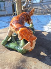 Dog With A Duck, Vintage Ceramic(Majolica) Figurine, USSR , 70’s-80’s. picture