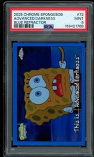 2025 Topps Chrome Spongebob This Is Advanced Darkness Blue Refractor PSA 9 picture