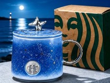LUXURY NEW Starbucks Blue Starry Night Double Fishtail Creative Ceramic Mug picture
