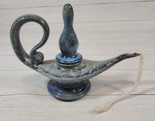 VTG, Bill & Vive Mohl, Studio Pottery, Blue, Genie Bottle Oil Lamp W/ Stopper picture