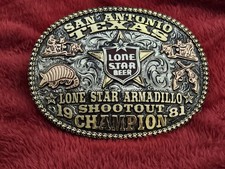 Lone Star Calf Roping☆1981☆ RODEO X~TREME CHAMPION☆Texas☆TROPHY BUCKLE☆Rare☆W82 picture