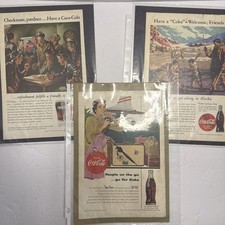 Authentic Original 1941 -1954 Coca-Cola Advertising 3 pcs. picture