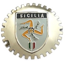 SICILIA ITALY CAR GRILLE BADGE EMBLEM - SICILY ITALIAN BADGE - COAT OF ARMS picture