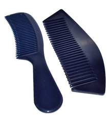 2 Vtg Estee Lauder Hair Comb set Wavy & handled Blue Plastic Retro 80's picture