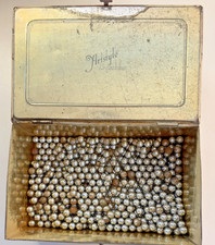 Vintage Japanese Engraved Pachinko Ball Lot Stamped Metal Steel Arcade Tin Box picture