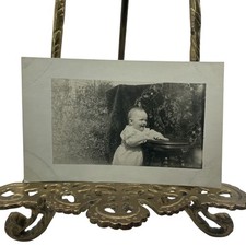Vintage C1910s Baby At Table RPPC Real Photo Postcard B&W AZO 3.5x5.5 Unposted picture