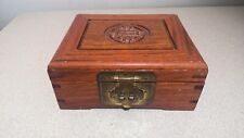 VTG Neiman Marcus Carved Wood Hinged Box w/Brass Lock & Keys Hong Kong 1960s picture
