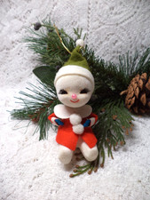 VINTAGE FELT FLOCKED SNOW BABY CHRISTMAS ORNAMENT w/JAPAN LABEL REALLY NICE~ picture