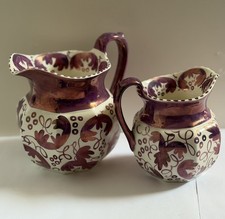 VTG Wedwood & Barlaston of Etruria Pink/Purple Pitcher& Creamer Set Of 2 picture