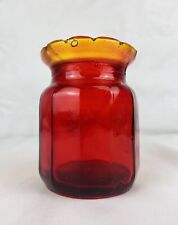 Vintage Cranberry Ombré Orange Depression Era Mini Glass Jar Bud Vase 3” Boho picture