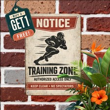 Vintage Football Decor Wall Sports Sign Warning Game Room Fan Cave Metal Plaque picture